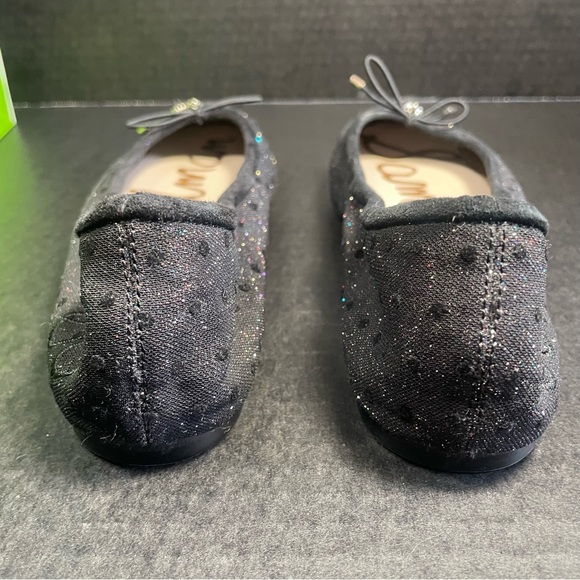 BNIB SAM EDELMAN BLACK METALLIC MULTI DOT GLITTERY FLATS SIZE 6M - Picture 3 of 9